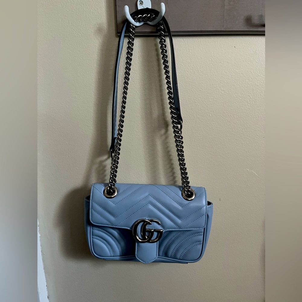 Light blue Gucci Marmont Mini Bag
